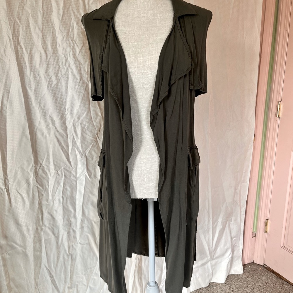 Utility style long vest